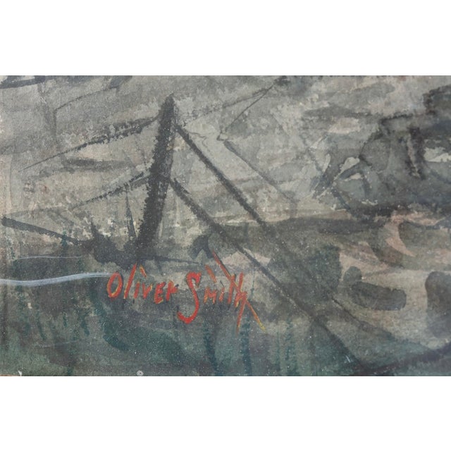 American Oliver Smith “Return of the Fisherman” Signed Watercolor For Sale - Image 3 of 10