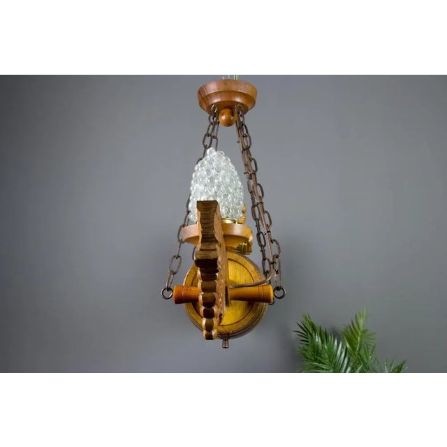 German Carved Wood Two-Light Wine Cellar Chandelier For Sale - Image 9 of 18
