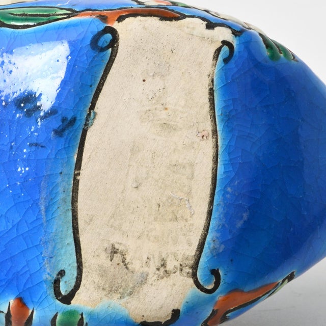 Blue French Pottery Shoe from Longwy, 1930s For Sale - Image 8 of 10