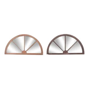 1900s Arched Transom Windows With Mirrors - a Pair