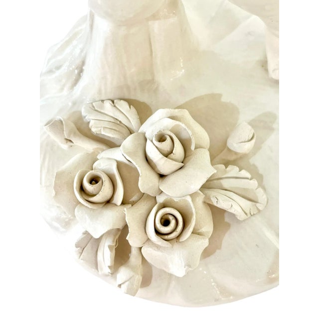 Mid 20th Century Vintage Italian Capodimonte Style Ceramic Shell With Putti Cherub Base For Sale - Image 5 of 9