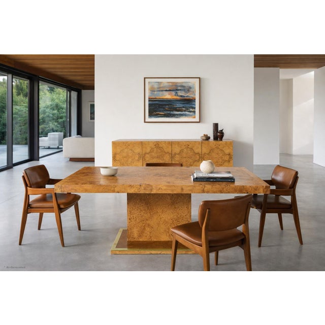 Vintage Burl Wood and Brass Dining Table by Thomasville For Sale - Image 9 of 14