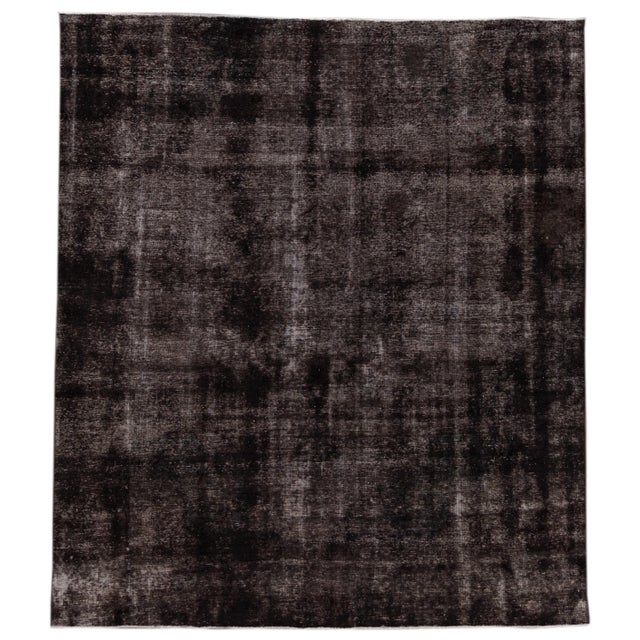 Vintage Distressed Turkish Handmade Gray-Charcoal Geometric Wool Rug For Sale - Image 10 of 10