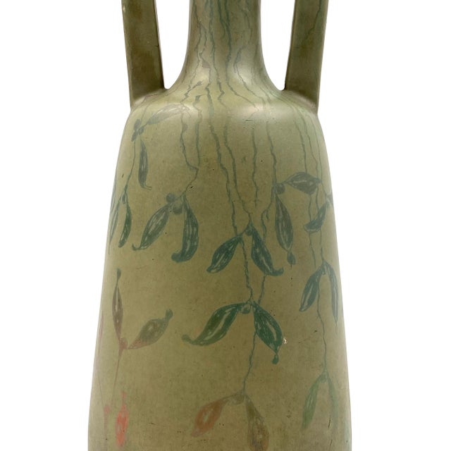 Art Deco Green Iridescent Vase, Montieres France 1930s For Sale - Image 9 of 12