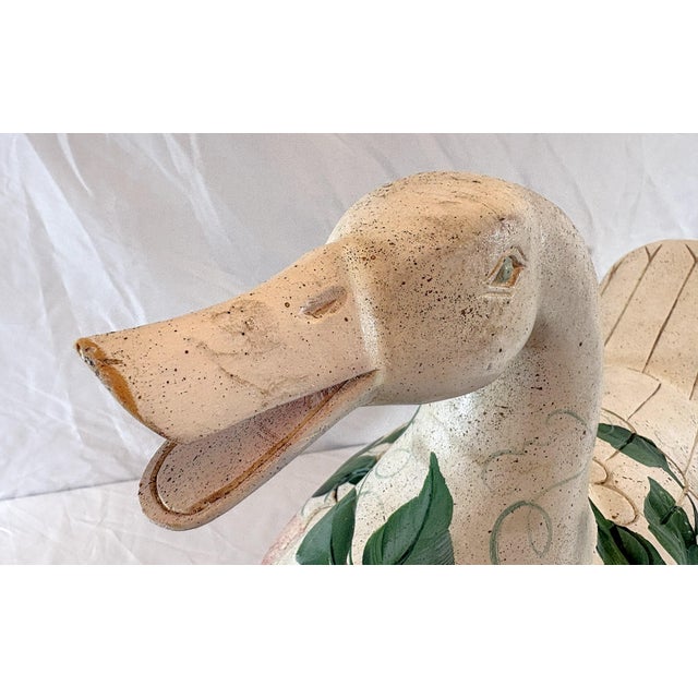 Vintage Large Folk Art Hand Made and Hand Painted Wooden Goose Box For Sale - Image 18 of 18