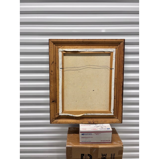 This vintage framed oil painting is signed "Mary Botto" and depicts a charming European village street scene with old-...