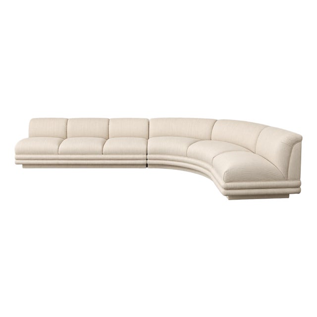 Vintage Three-Piece Curved Modular Sectional Sofa For Sale