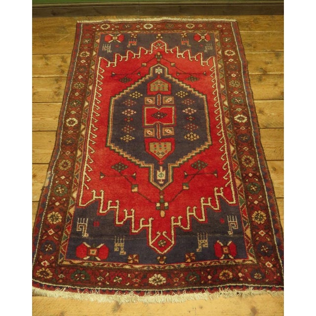 Vintage Turkish Rug in Reds and Blues, 1920s For Sale - Image 12 of 18