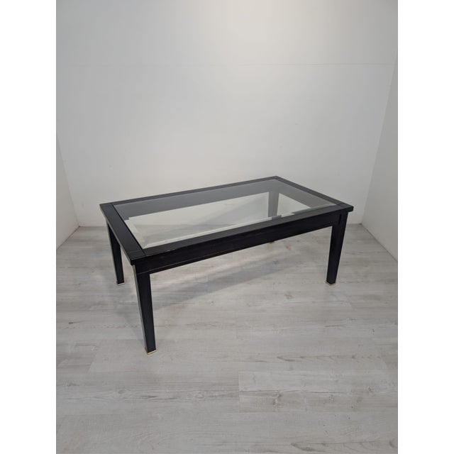 Vintage Modern Classic Rectangular Coffee Table in Wood and Beveled Glass, 1970 For Sale - Image 3 of 15