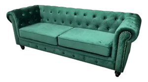 Chester Premium Three-Seater Sofa in Green Velvet by Europa Antiques