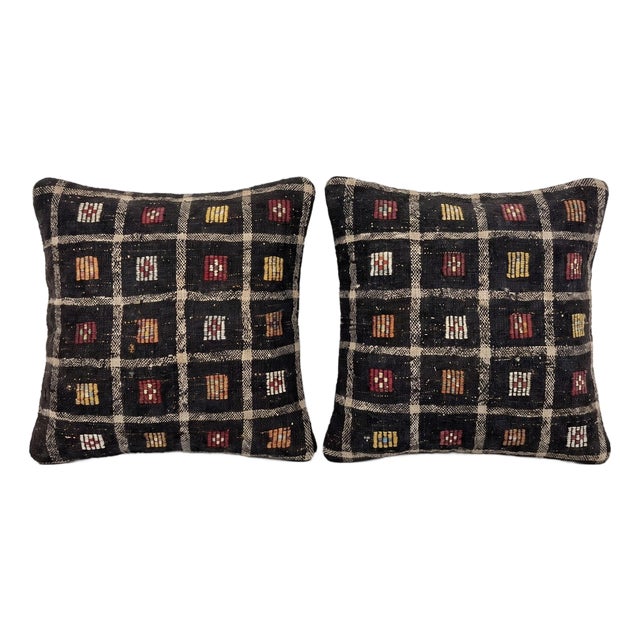 Turkish Wool Kilim Pillow Cover 24'' X 24'' - Set of Two For Sale