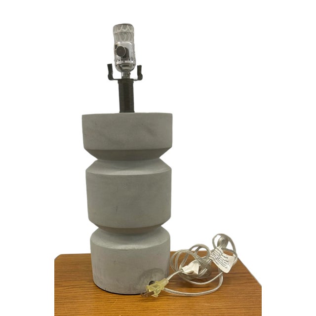 Mid-Century Modern 1990s Post Modern Concrete Brutalist Table Lamp or Floor Lamp Drum Lamp Shade For Sale - Image 3 of 11