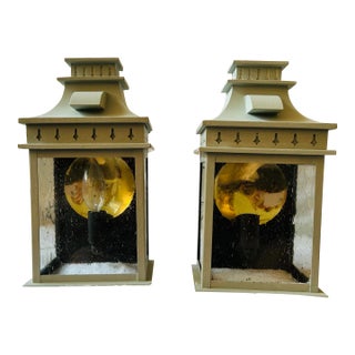 Pair of 1980s Blue Pagoda Sconces For Sale