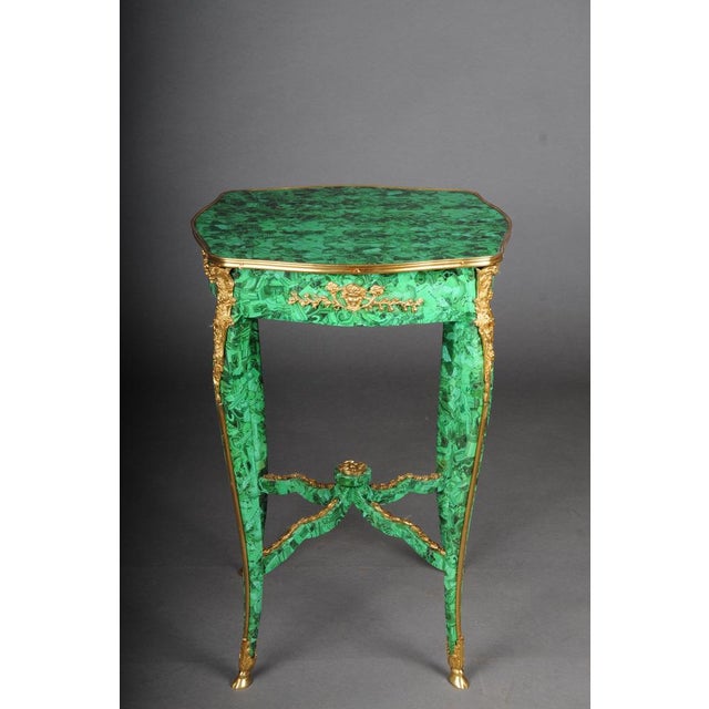 Impressive malachite side table in the Louis XV. Malachite look painted on solid beech wood. very decorative and elegant....