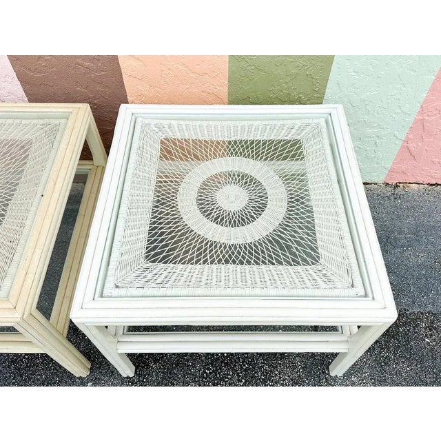 1960s 1960s Palm Beach Regency Ficks Reed Rattan Side Tables - A Pair For Sale - Image 5 of 7