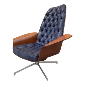 Mid Century Modern Lounge Styled After Mr. Chair Newly Reupholstered in Printed Leather