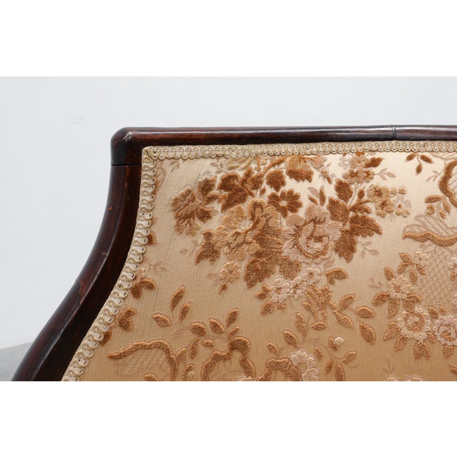 Antique Ebonised Tub Armchairs with Floral Upholstery, France, 1890s, Set of 2 For Sale - Image 10 of 11
