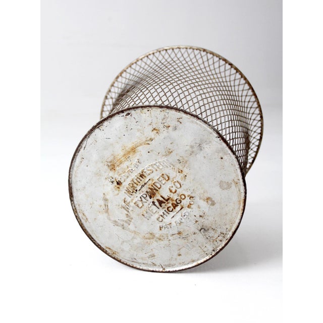 Metal Antique Industrial Wire Wastebasket For Sale - Image 7 of 13