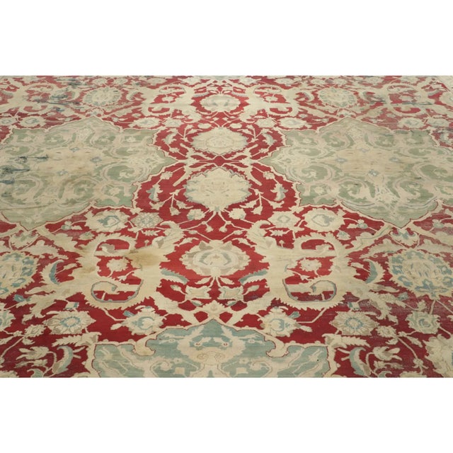 1920s Antique Agra Distressed Wool Rug With Medallions, by Rug & Kilim, 1920-1929 For Sale - Image 5 of 9