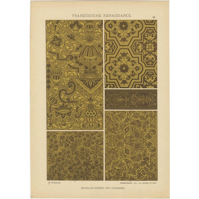 Dolmetsch, Grid of French Renaissance Artistic Designs, 1887, Print For Sale - Image 9 of 11