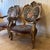 Antique Louis XV Style Gilt Wood Throne Chairs with Floral and Maid Tapestry Seats, 1890s, Set of 2 For Sale - Image 3 of 11