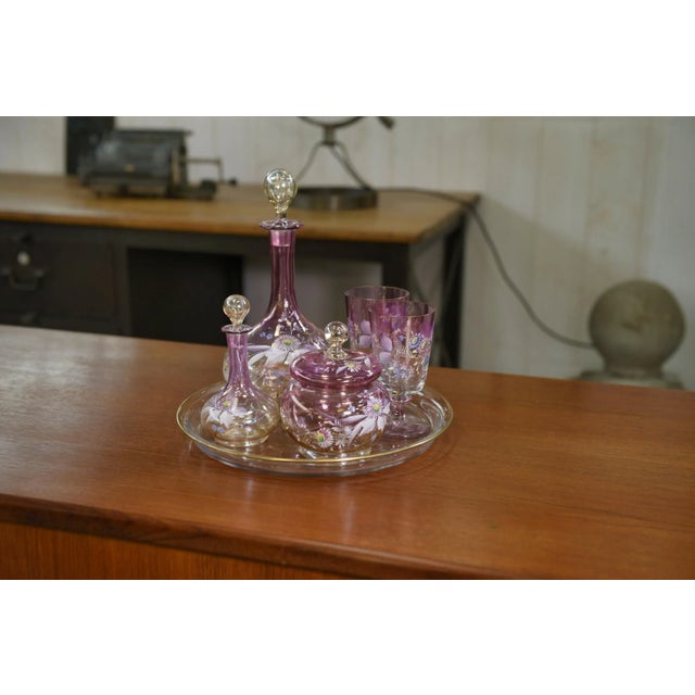 Pink Blown Glass Carafes and Glasses, 1950s, Set of 6 For Sale - Image 11 of 13
