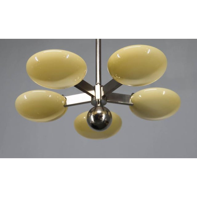 Art Deco Functionalist Nickel-Plated Chandelier, 1930s For Sale - Image 4 of 18