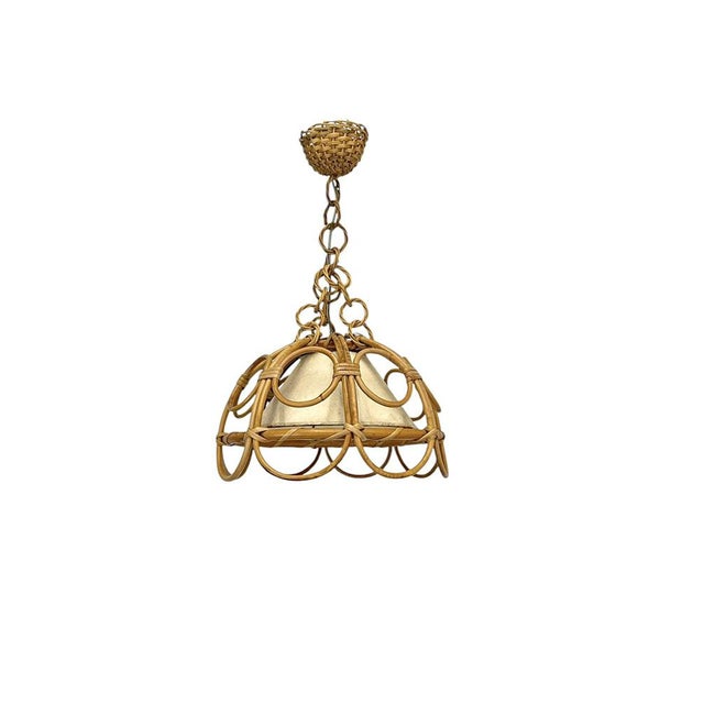 Bamboo & Rattan Pendant Lamp by Louis Sognot, France, 1960s For Sale - Image 10 of 10