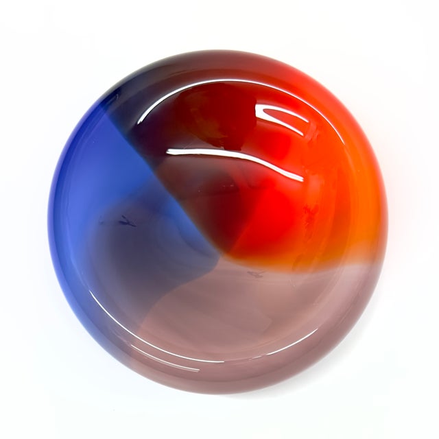 Colorful Mid-Century Modern Double-Walled Glass Bowl Attributed to Flavio Poli for Murano For Sale In Miami - Image 6 of 13