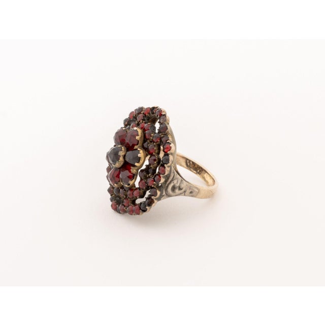 Victorian Gold, Silver, and Garnet Cluster Ring For Sale - Image 4 of 6