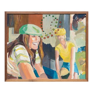 Cyclists in Love, Bay Area Figurative Movement by Patricia Gren Hayes For Sale