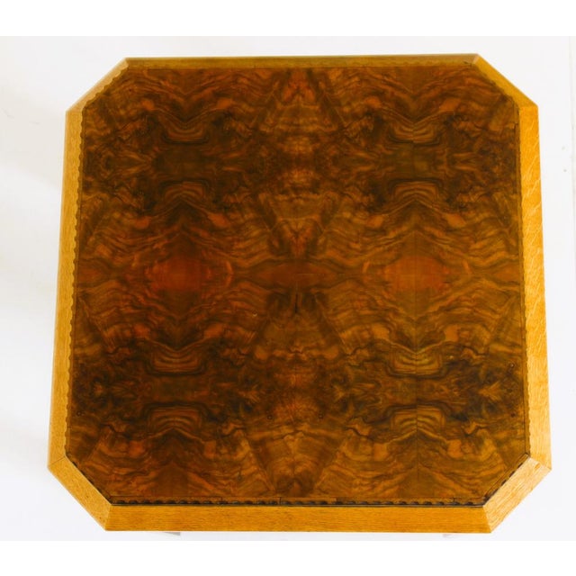 Art Deco French Side Table in Walnut Burl and Oak, 1925 For Sale - Image 9 of 14