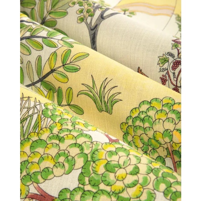 Modern Folklore Green Pillow Cover in Green/Yellow, 22x22 Pillow For Sale - Image 3 of 3