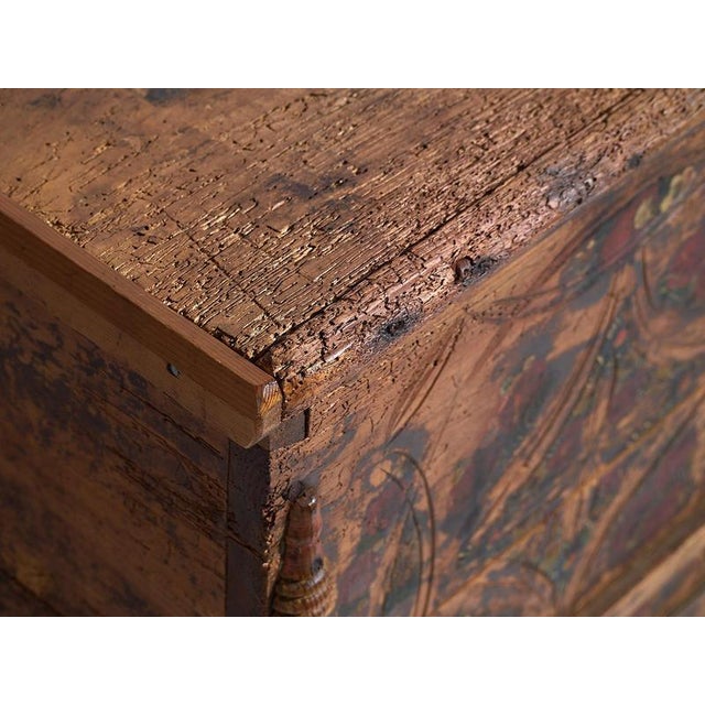 Brown Antique Brown Trunk with Floral Motifs, 1920s For Sale - Image 8 of 18
