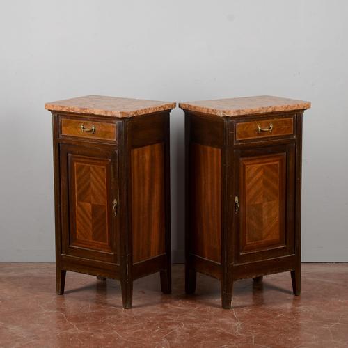 Vintage Bedside Tables with Red Marble Tops, 20th Century, Set of 2 For Sale - Image 4 of 18