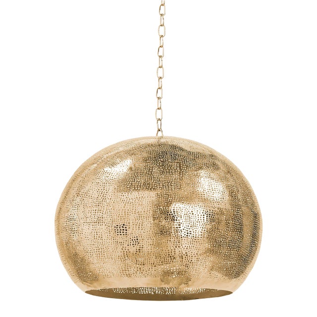 Regina Andrew Pierced Metal Sphere Pendant in Natural Brass For Sale