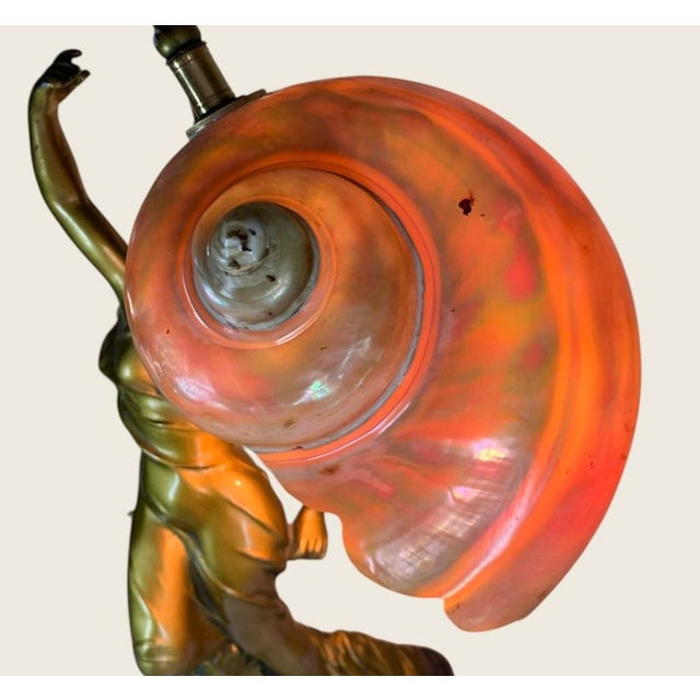 Art Nouveau Art Nouveau Lady Nautilus Shell Lamp Circa 1900 For Sale - Image 3 of 5