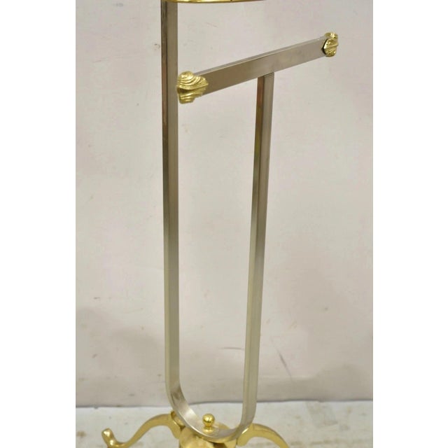Brass Vintage Italian Maison Jansen Style Brass & Steel Rams Head Suit Clothing Valet For Sale - Image 8 of 11