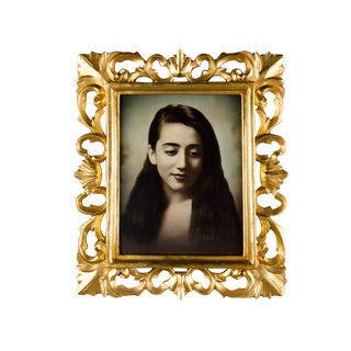 Early 20th Century Antique Hand-Colored Young Woman Portrait Photograph For Sale