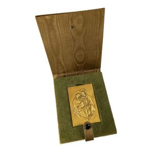 Mid-Century Italian Gilt Bronze Religious Plaque in Case by Enrico Manfrini