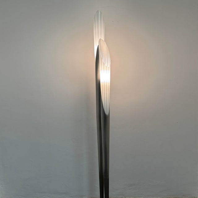 Vintage Floor Lamp with 2 Metal and Glass Stems, 1980s For Sale - Image 10 of 13