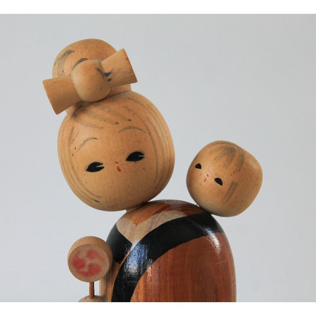Mid 20th Century Vintage Mother & Child Kokeshi Doll For Sale - Image 5 of 9