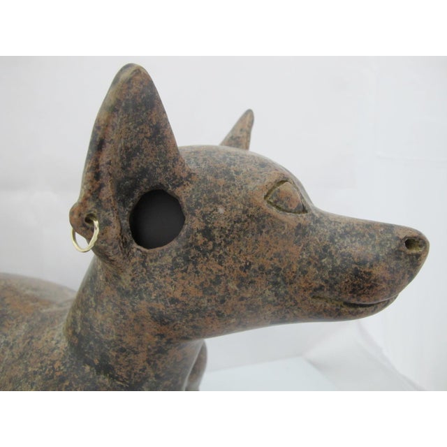 Large Colima Mexican Pottery Reproduction Plump Dog Statue With Earrings For Sale - Image 4 of 12