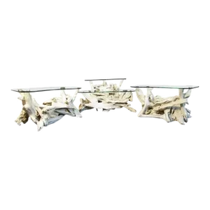 Mid 20th Century Driftwood Coffee Table Set of 3
