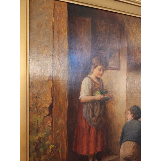 Brown Antique Original Oil Painting by Rudolf Muench For Sale - Image 8 of 11