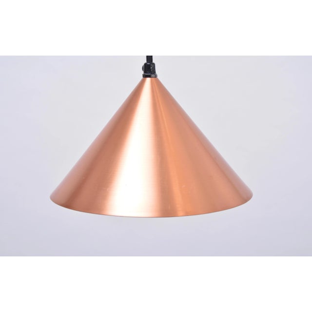 Mid-Century Danish Pendant Light with Two Copper Colored Shades, 1960s For Sale - Image 4 of 7