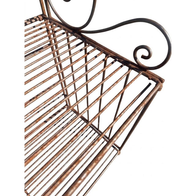 American Vintage Rustic Wrought Iron 4 Shelf Bakers Rack For Sale - Image 3 of 8