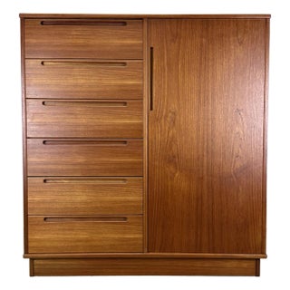 Mid Century Danish Modern Teak Tall Gentleman’s Chest / Armoire by Nils Jonsson for Torring For Sale