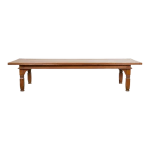 Oversized 19th Century Indonesian Coffee Table with Reeded Edge and Carved Legs