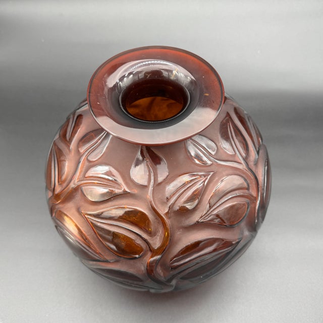 Amber Glass Sophora Vase by R. Lalique, 1926 For Sale - Image 8 of 11